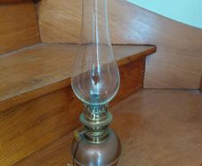 Antique French petit oil lamp copper/brass works
