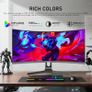 34 Inch Ultrawide Curved 180Hz Gaming Computer Monitor,1500R PC Screen 21-9 UWQHD (3440x1440),128% sRGB,Adaptive Sync,178 Viewing Angle HDMI Display Port,Compatible with Wall mounting-Black Image 4