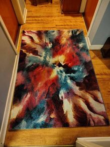 Multi Modern Abstract Easy to Clean Rug