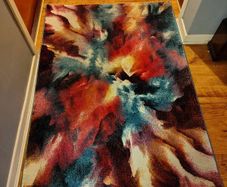 Multi Modern Abstract Easy to Clean Rug