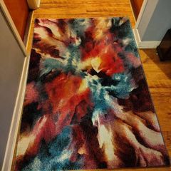 Multi Modern Abstract Easy to Clean Rug