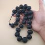 Antique African Style Dark Black Melon Shape Glass Beads Necklace Image 9