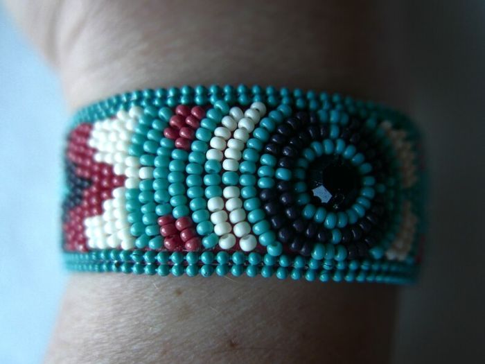 Vintage Handmade Turquoise Seed Bead  Bracelet
