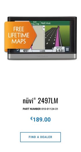 Garmin Nuvi 2497 with Lifetime Maps Inc Postage