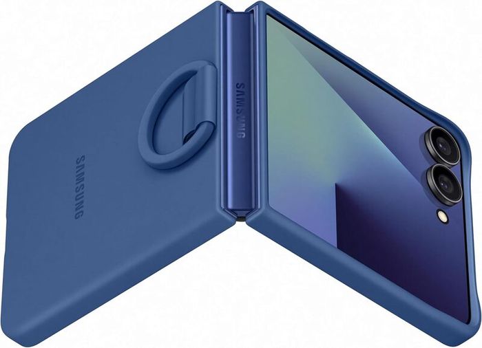 Samsung Silicone Case with Ring Folding Silicone Case with Ring for Galaxy Z Flip7, Blue,original