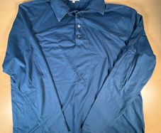 LYLE & SCOTT Long Sleeve Poloshirt 2XL Golf Shirt - Blue 2 Button