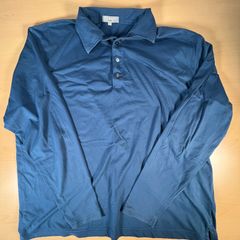 LYLE & SCOTT Long Sleeve Poloshirt 2XL Golf Shirt - Blue 2 Button
