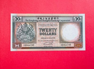 Hong Kong  20  Dollars  1991  Pick  197b  (UNCIRCULATED )
