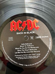 AC/DC BACK IN BLACK 2003 reissue in vg+ condition