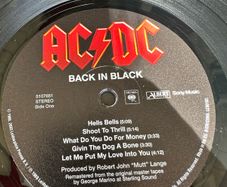 AC/DC BACK IN BLACK 2003 reissue in vg+ condition