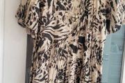 GEORGE beige and black print layered dress Sz 16UK - Bnwt Rrp 16 Sterling