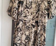 GEORGE beige and black print layered dress Sz 16UK - Bnwt Rrp 16 Sterling