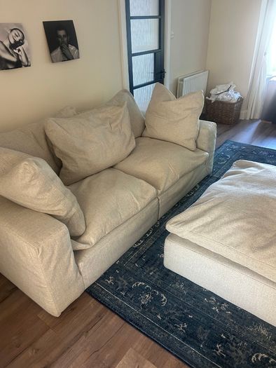 Cream sofa & ottoman