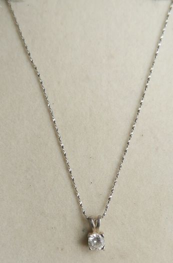 Vintage Sterling Silver 925 Cubic Zirconia Pendant Necklace - length 18" - 2,3g