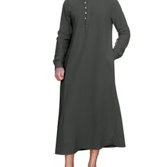 Men's Thobe Long Sleeve Kaftan Nightshirt Arabian Long Thobe