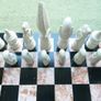 Vintage Marble Chess Board, 14 inch and Handcrafted African Soapstone Chess Set (king 6") Image 2