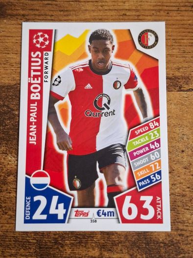Topps Match Attax, Champions League 2017-18, Card 358, Jean-Paul Boetius - free standard postage