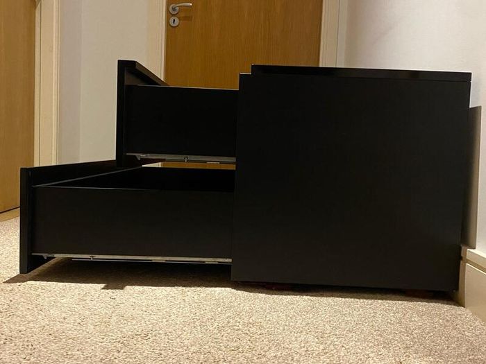 Solid Wood Black Metalic TV Unit with Storage