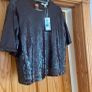 M&S Chocolate Brown Sequin Short Sleeve Top   Size UK 14 Image 4