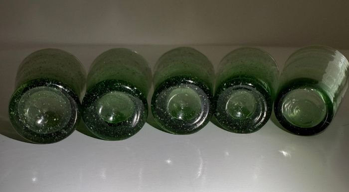 Vintage 1960s Green Controlled Bubble - Shot Glasses (Set of 5)