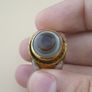 Vintage Sulemani Natural Eye Agate Bead Ring Brass & Silver Inlay Design Image 3