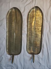 Decorative wall hanging brass leaves