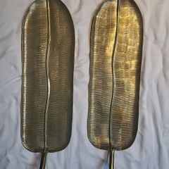 Decorative wall hanging brass leaves