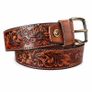 Unisex Genuine Leather Belt Vintage Embossed Design with Antique Buckle Casual & Formal Waist Belt Image 2