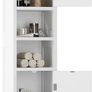 Tall Bathroom Storage Cabinet with Light, Narrow Slim Storage Cabinet with Doors and Adjustable Shelves,Freestanding Floor Corner Toilet Paper Organizer for Small Space,White Image 2