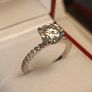 Rhodium Plated Sterling Silver 2 ct Moissanite Solitaire Ring with Accents Image 2
