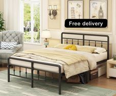 Double Bed Frame 4ft6 with Headboard and Footboard