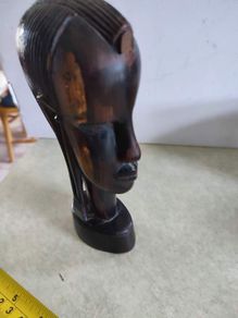 Vintage African Maasai Carved Ebony Wood Head Sculpture Africa Masai