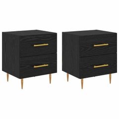 Bedside Cabinet with Drawer 2 pcs Black Oak 40 x 35 x 47.5 cm