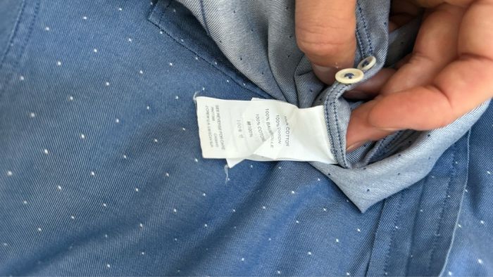 J.Crew Blue Polka Dot Chambray Shirt