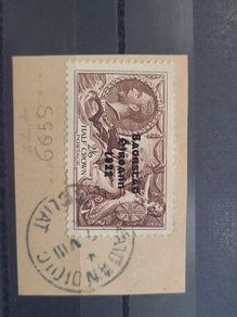 1935 Saorstat half crown Irish stamp 3 - line overprint re-engraved