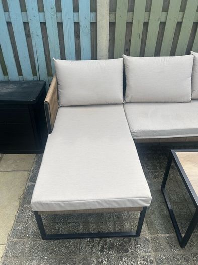 modern L shape seating set with matching coffee table