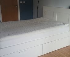 IKEA BRIMNES Standard Double Bed Frame + Storage Headboard + Sultan Mattress