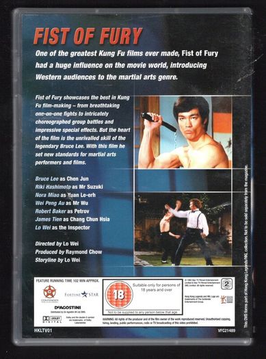 Fist Of Fury Hong Kong Legends DVD Movie staring Bruce Lee