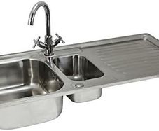 Stainless Steel Kitchen Sink Basin & Victoria Tap, Reversible, 105cm x 18cm x 50cm