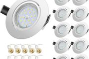10x Recessed Ceiling Lights GU10, 5W 600LM Cool White 6000K, Round Metal Matte White Recessed Downlights 30 Swiveling with 5W Bulbs, Spotlights Ceiling Lights 220V-240V, (Hole Size:68mm-80mm)