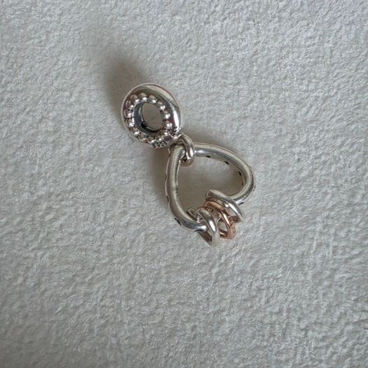 Pandora  heart highlights charm with rose gold middle dangle heart and purple CZ