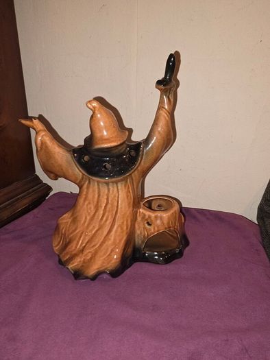 Vintage ceramic Wizard candle holder