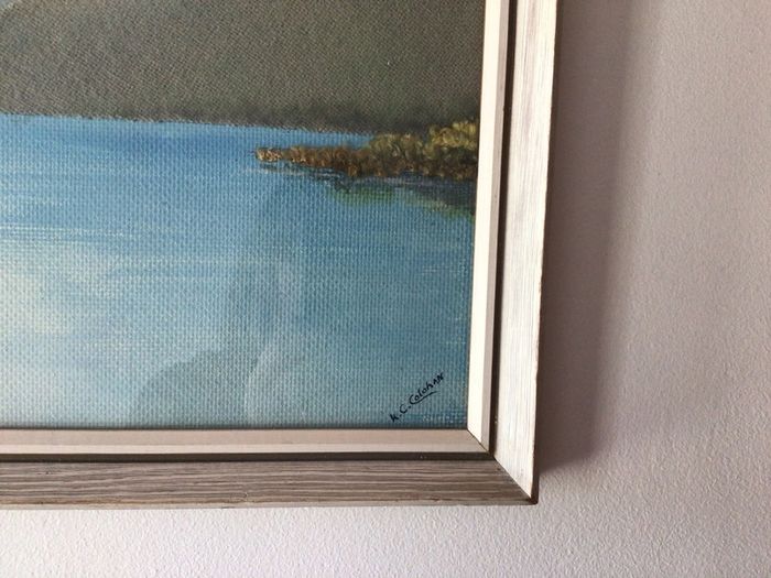 Vintage 1960s landscapes of ireland oil and handwoven tweeds picture K.C.Colohan framed