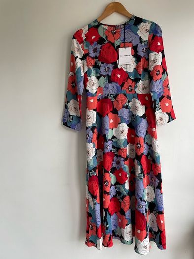 Glamorous Red Blue Multi Floral Mix Dress size 10