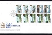1984 Guernsey UK1 Definitive Stamps Booklet pane (ex booklet featuring View of Post Office Headquarters, St Peter Port First Day Cover (FDC)