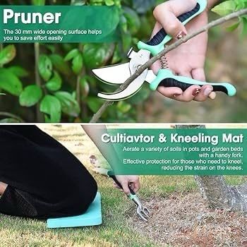 NEW SALE | Gardening Hand Tool Gift Kit Gardening Gifts for Women & Men 10 Piece Heavy Duty Garden Tool Sets Garden Tools Bag for Women & Men Easy Storage