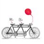 XL Valentines day Birthday wedding day decorative ivory pillar candle me&you tandem bike and red balloon Image 5