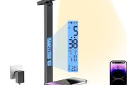 LED Desk Lamp with Wireless Charger, USB Charging Port, 5 Colors 5 Brightness Dimmable Eye-Caring Desk Lamp, Night Lights, Clock &amp; Calendar &amp; Temperature Table Lamp for Home Office MULTIPLE COLOURS AVAILABLE (FREE SHIPPING)