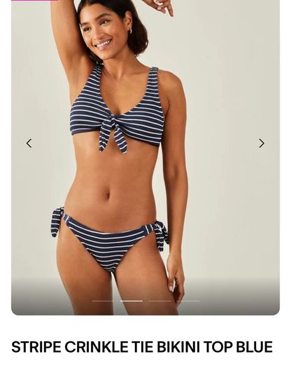 bikini two piece swim suit bathing suit blue stripe by Accessories size 12 new