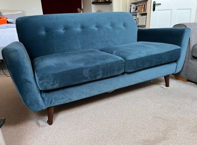 Ringo Small Sofa in Green / Blue velvet